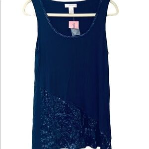 Chic Glam Sequined Blue Tank